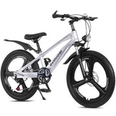 FKZNPJ 20-Inch Mountain Bicycle, 7-Speed Youth Bike Featuring a Magnesium Alloy Frame And One-Piece Wheels, Lightweight Bicycle for Boys And Girls