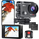 5K 30FPS Action Camera with EIS, Sports Camera, Includes 2 Batteries And a Remote Control, Black. Pre-Recording Wifi Camera with a 170° Field of View, Remote-Controlled Sports Cameras with Helmet Mount Accessory Kits