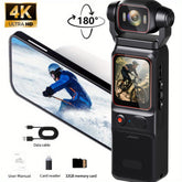 Portable HD Action Camera Extended Battery Life Vlogging Camera 180° Rotatable Lens Gyro Stabilizer Anti-Shake Ultimate Hand Feel Slow Motion Loop Recording