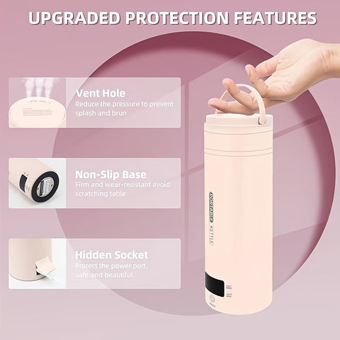 1 Set Travel Electric Kettle & Portable Electric Kettle: Small Mini Portable Kettle for Tea Coffee, Portable Water Heater Water Boiler with 4 Temperature Control, 304 Stainless Steel Auto Shut-Off, Boil Dry Protection & BPA-Free