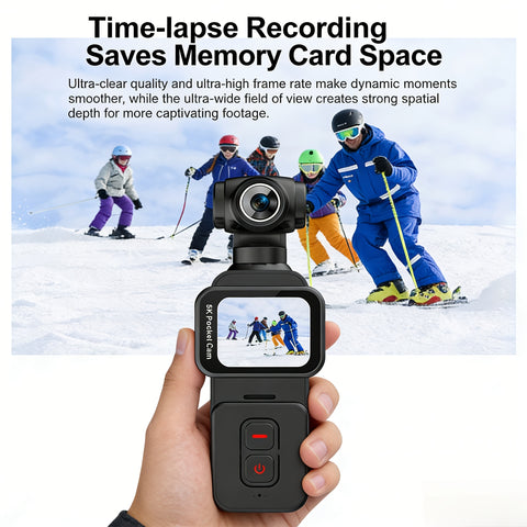 5K Ultra HD Handheld Sports Camera | 270° Flexible Tracking, Wide-Angle Lens, 1.69-Inch IPS Screen, Vertical And Horizontal Rotation, 100 Minutes of Battery Life, Includes 32G Memory Card | Ideal for Vlogging, Creative Shots, And Daily Recording