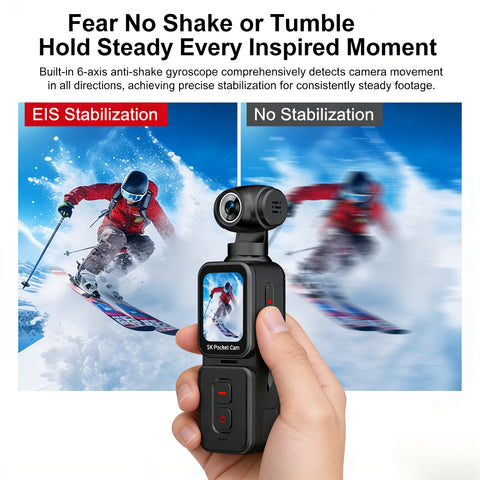 5K Ultra HD Handheld Sports Camera | 270° Flexible Tracking, Wide-Angle Lens, 1.69-Inch IPS Screen, Vertical And Horizontal Rotation, 100 Minutes of Battery Life, Includes 32G Memory Card | Ideal for Vlogging, Creative Shots, And Daily Recording