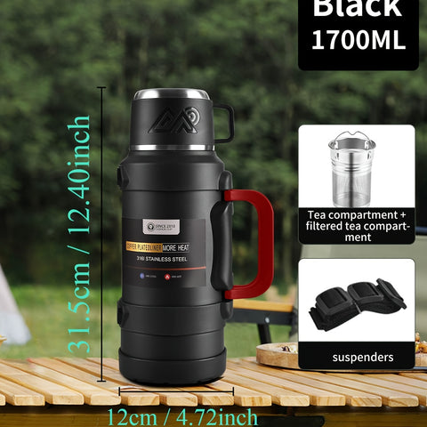 Stainless Steel Insulated Kettle 1 Large Capacity 316 Stainless Steel Insulated Kettle, Insulated Bucket, Insulated Cooler, Coffee Pot, Travel Kettle with Handle - Outdoor Car Sports Double-Layer Kettle - Suitable for Outdoor Travel, Camping, Ramadan Gift