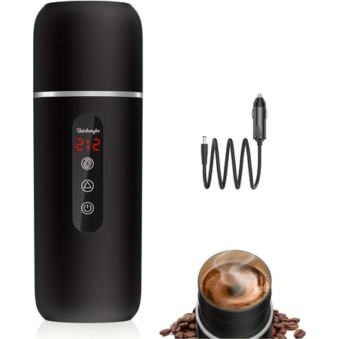 Travel Electric Kettle And Car Coffee Warmer - 12V\u002F24V Portable Hot Water Heater with Stirring, Small Hot Water Boiler with Built-In Magnetic Induction