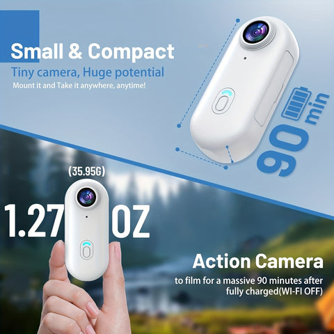 Mini WIFI Action Camera in 1080P\u002F4K UHD with 32&128GB Storage Options, Designed for Portability. This Wearable Video Recorder Comes with a Magnetic Lanyard, Helmet Mount, And Is Suitable for Biking, Motorcycling, Pet Activities, And Vlogging