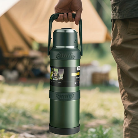 1pc Large Capacity Insulated Bottle, Insulated Kettle, Insulated Bucket, Insulated Cooler, Coffee Pot, Travel Kettle ,Leakproof Seal, with Handle and Folding Handle , 316 Stainless Steel Outdoor Car Sports Double-Layer Kettle\u002FSuitable for Outdoor