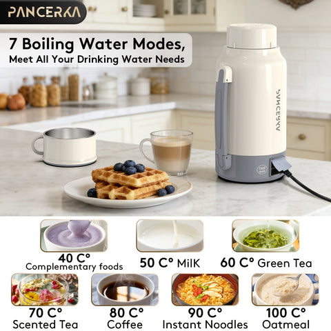 PANCERKA 1pc 33.81oz Portable Electric Kettle - 400W High Power, Multi-Function (Boil, Warm), 304 Stainless Steel, Fast Heating, Smart Temperature Control, Safe & Easy to Clean, Perfect for Travel & Home Use