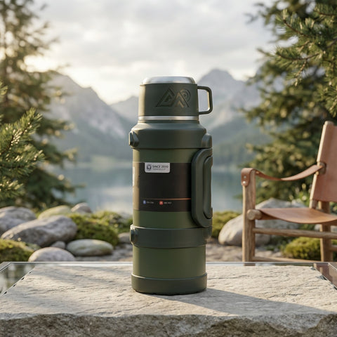 67.63oz 316 Stainless Steel Vacuum Insulated Bucket Cooler with Cup, Coffee Pot & Built-in Tea Infuser, Double-Wall Thermal Travel Kettle with Handle & Strap, Leak-Proof Portable Outdoor Camping Gift