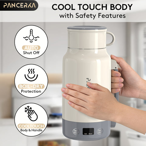 PANCERKA 1pc 33.81oz Portable Electric Kettle - 400W High Power, Multi-Function (Boil, Warm), 304 Stainless Steel, Fast Heating, Smart Temperature Control, Safe & Easy to Clean, Perfect for Travel & Home Use