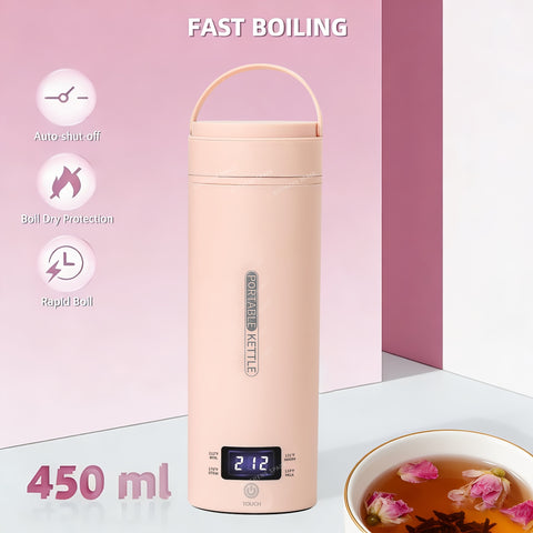1 Set Travel Electric Kettle & Portable Electric Kettle: Small Mini Portable Kettle for Tea Coffee, Portable Water Heater Water Boiler with 4 Temperature Control, 304 Stainless Steel Auto Shut-Off, Boil Dry Protection & BPA-Free