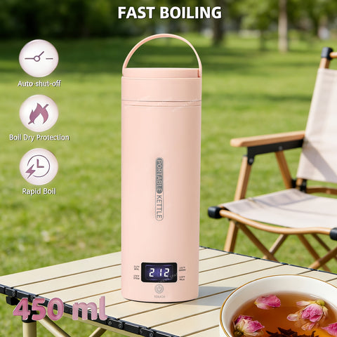 1 Set Travel Electric Kettle & Portable Electric Kettle: Small Mini Portable Kettle for Tea Coffee, Portable Water Heater Water Boiler with 4 Temperature Control, 304 Stainless Steel Auto Shut-Off, Boil Dry Protection & BPA-Free