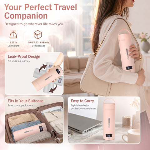 1 Set 15.22Oz Travel Electric Kettle And Portable Small Kettle Water Boiler, Safe Rapid Boiling Technology, Multi-Function with Smart Temperature Control, Auto Shut-Off Boil-Dry Protection, Bpa-Free