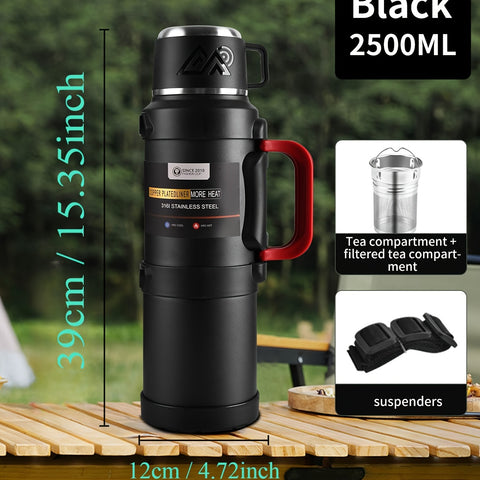 Stainless Steel Insulated Kettle 1 Large Capacity 316 Stainless Steel Insulated Kettle, Insulated Bucket, Insulated Cooler, Coffee Pot, Travel Kettle with Handle - Outdoor Car Sports Double-Layer Kettle - Suitable for Outdoor Travel, Camping, Ramadan Gift