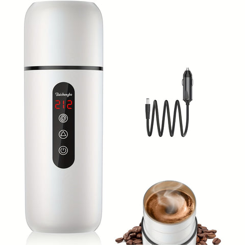 Travel Electric Kettle And Car Coffee Warmer - 12V\u002F24V Portable Hot Water Heater with Stirring, Small Hot Water Boiler with Built-In Magnetic Induction