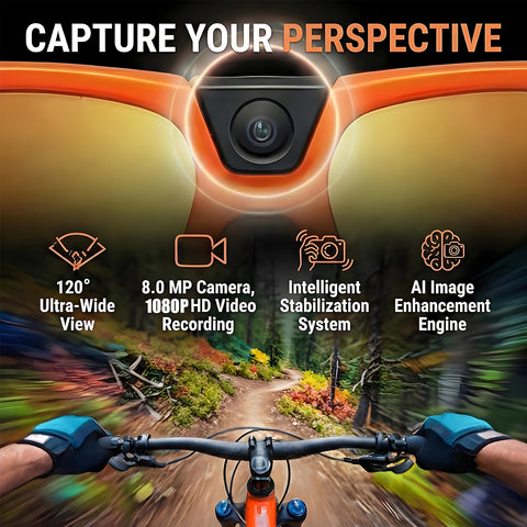 Smart Glasses Equipped with an AI Sports Camera Featuring EIS And Gyroscopic Stabilization, Polarized Lenses for Cycling, Dual Microphones for Noise Reduction, 4GB of RAM, AI Glasses Powered by Chatgpt