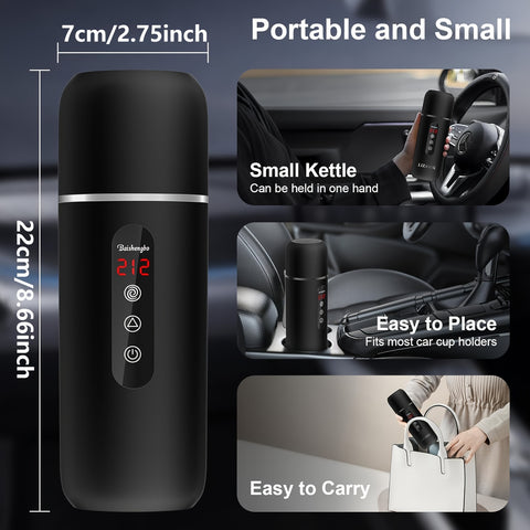 Travel Electric Kettle And Car Coffee Warmer - 12V\u002F24V Portable Hot Water Heater with Stirring, Small Hot Water Boiler with Built-In Magnetic Induction