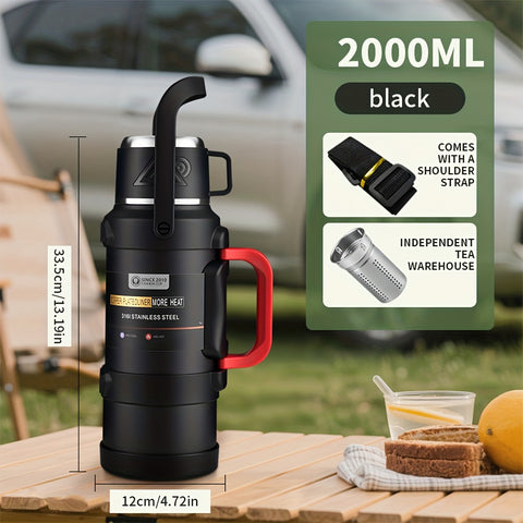 1pc Large Capacity Insulated Bottle, Insulated Kettle, Insulated Bucket, Insulated Cooler, Coffee Pot, Travel Kettle ,Leakproof Seal, with Handle and Folding Handle , 316 Stainless Steel Outdoor Car Sports Double-Layer Kettle\u002FSuitable for Outdoor