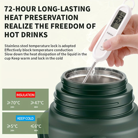 1pc Large Capacity Insulated Bottle, Insulated Kettle, Insulated Bucket, Insulated Cooler, Coffee Pot, Travel Kettle ,Leakproof Seal, with Handle and Folding Handle , 316 Stainless Steel Outdoor Car Sports Double-Layer Kettle\u002FSuitable for Outdoor