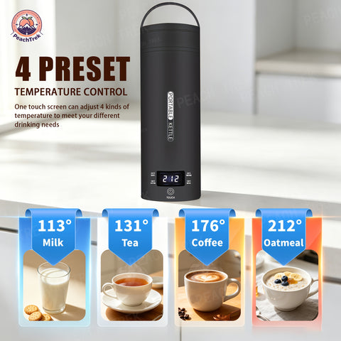 1 Set 15.22Oz Travel Electric Kettle And Portable Small Kettle Water Boiler, Safe Rapid Boiling Technology, Multi-Function with Smart Temperature Control, Auto Shut-Off Boil-Dry Protection, Bpa-Free
