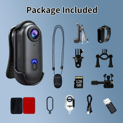 Mini WIFI Action Camera in 1080P\u002F4K UHD with 32&128GB Storage Options, Designed for Portability. This Wearable Video Recorder Comes with a Magnetic Lanyard, Helmet Mount, And Is Suitable for Biking, Motorcycling, Pet Activities, And Vlogging