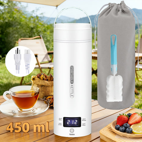 1 Set Travel Electric Kettle & Portable Electric Kettle: Small Mini Portable Kettle for Tea Coffee, Portable Water Heater Water Boiler with 4 Temperature Control, 304 Stainless Steel Auto Shut-Off, Boil Dry Protection & BPA-Free