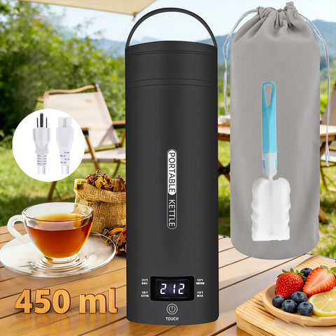 1 Set Travel Electric Kettle & Portable Electric Kettle: Small Mini Portable Kettle for Tea Coffee, Portable Water Heater Water Boiler with 4 Temperature Control, 304 Stainless Steel Auto Shut-Off, Boil Dry Protection & BPA-Free