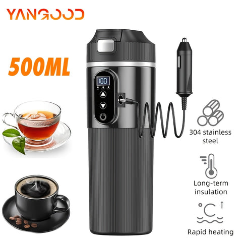 Electric Car Kettle, 12V\u002F24V Portable Travel Mug, Multi-Temperature Control, 304 Food-Grade Stainless Steel, Anti-Scald Design, for Commuting, Outdoor, Road Trips, Camping, Daily Use