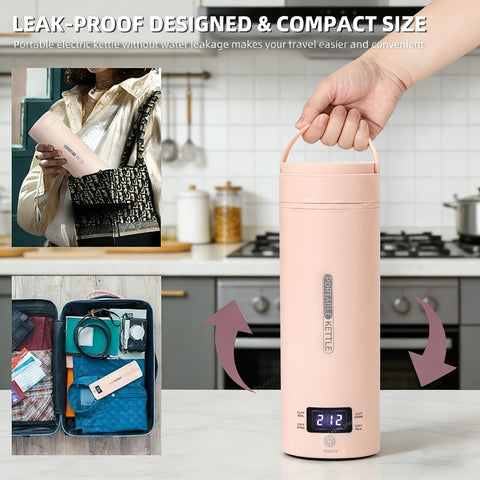 1 Set Travel Electric Kettle & Portable Electric Kettle: Small Mini Portable Kettle for Tea Coffee, Portable Water Heater Water Boiler with 4 Temperature Control, 304 Stainless Steel Auto Shut-Off, Boil Dry Protection & BPA-Free
