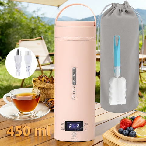 1 Set Travel Electric Kettle & Portable Electric Kettle: Small Mini Portable Kettle for Tea Coffee, Portable Water Heater Water Boiler with 4 Temperature Control, 304 Stainless Steel Auto Shut-Off, Boil Dry Protection & BPA-Free