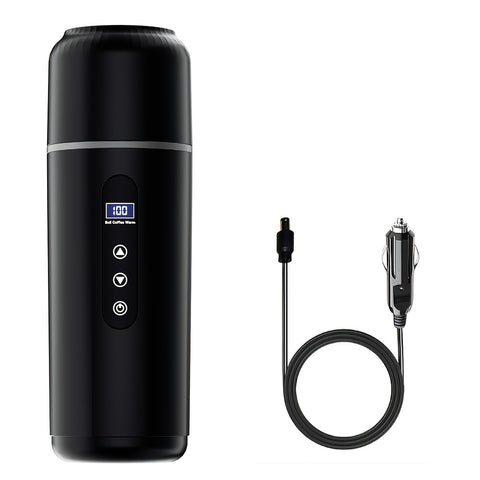 Car Electric Kettle • Portable Heating Travel Mug for 12V\u002F24V • Multi-Level Temperature Control • Made of 304 Food-Grade Stainless Steel • Designed with a Plastic Exterior And Steel Interior to Prevent Burns