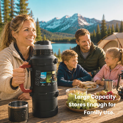 67.63oz 316 Stainless Steel Vacuum Insulated Bucket Cooler with Cup, Coffee Pot & Built-in Tea Infuser, Double-Wall Thermal Travel Kettle with Handle & Strap, Leak-Proof Portable Outdoor Camping Gift