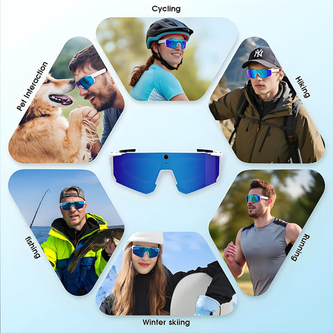 Smart Glasses Equipped with an AI Sports Camera Featuring EIS And Gyroscopic Stabilization, Polarized Lenses for Cycling, Dual Microphones for Noise Reduction, 4GB of RAM, AI Glasses Powered by Chatgpt