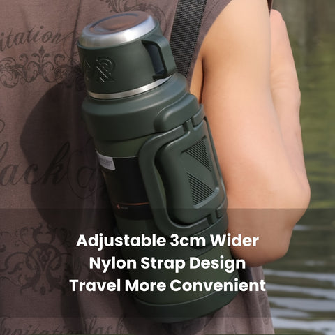 67.63oz 316 Stainless Steel Vacuum Insulated Bucket Cooler with Cup, Coffee Pot & Built-in Tea Infuser, Double-Wall Thermal Travel Kettle with Handle & Strap, Leak-Proof Portable Outdoor Camping Gift