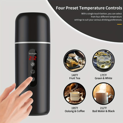 Travel Electric Kettle And Car Coffee Warmer - 12V\u002F24V Portable Hot Water Heater with Stirring, Small Hot Water Boiler with Built-In Magnetic Induction