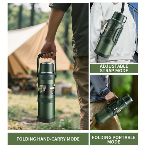 1pc Large Capacity Insulated Bottle, Insulated Kettle, Insulated Bucket, Insulated Cooler, Coffee Pot, Travel Kettle ,Leakproof Seal, with Handle and Folding Handle , 316 Stainless Steel Outdoor Car Sports Double-Layer Kettle\u002FSuitable for Outdoor