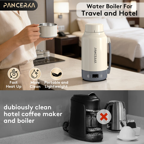 PANCERKA 1pc 33.81oz Portable Electric Kettle - 400W High Power, Multi-Function (Boil, Warm), 304 Stainless Steel, Fast Heating, Smart Temperature Control, Safe & Easy to Clean, Perfect for Travel & Home Use