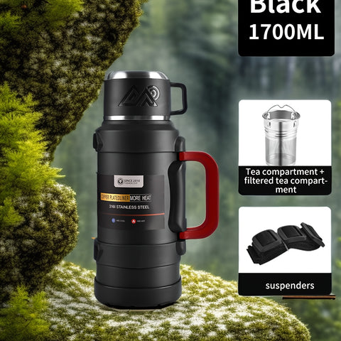 Stainless Steel Insulated Kettle 1 Large Capacity 316 Stainless Steel Insulated Kettle, Insulated Bucket, Insulated Cooler, Coffee Pot, Travel Kettle with Handle - Outdoor Car Sports Double-Layer Kettle - Suitable for Outdoor Travel, Camping, Ramadan Gift