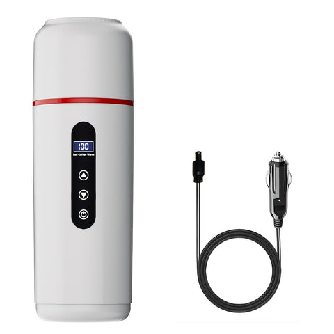 Car Electric Kettle • Portable Heating Travel Mug for 12V\u002F24V • Multi-Level Temperature Control • Made of 304 Food-Grade Stainless Steel • Designed with a Plastic Exterior And Steel Interior to Prevent Burns