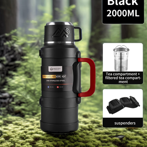 Stainless Steel Insulated Kettle 1 Large Capacity 316 Stainless Steel Insulated Kettle, Insulated Bucket, Insulated Cooler, Coffee Pot, Travel Kettle with Handle - Outdoor Car Sports Double-Layer Kettle - Suitable for Outdoor Travel, Camping, Ramadan Gift