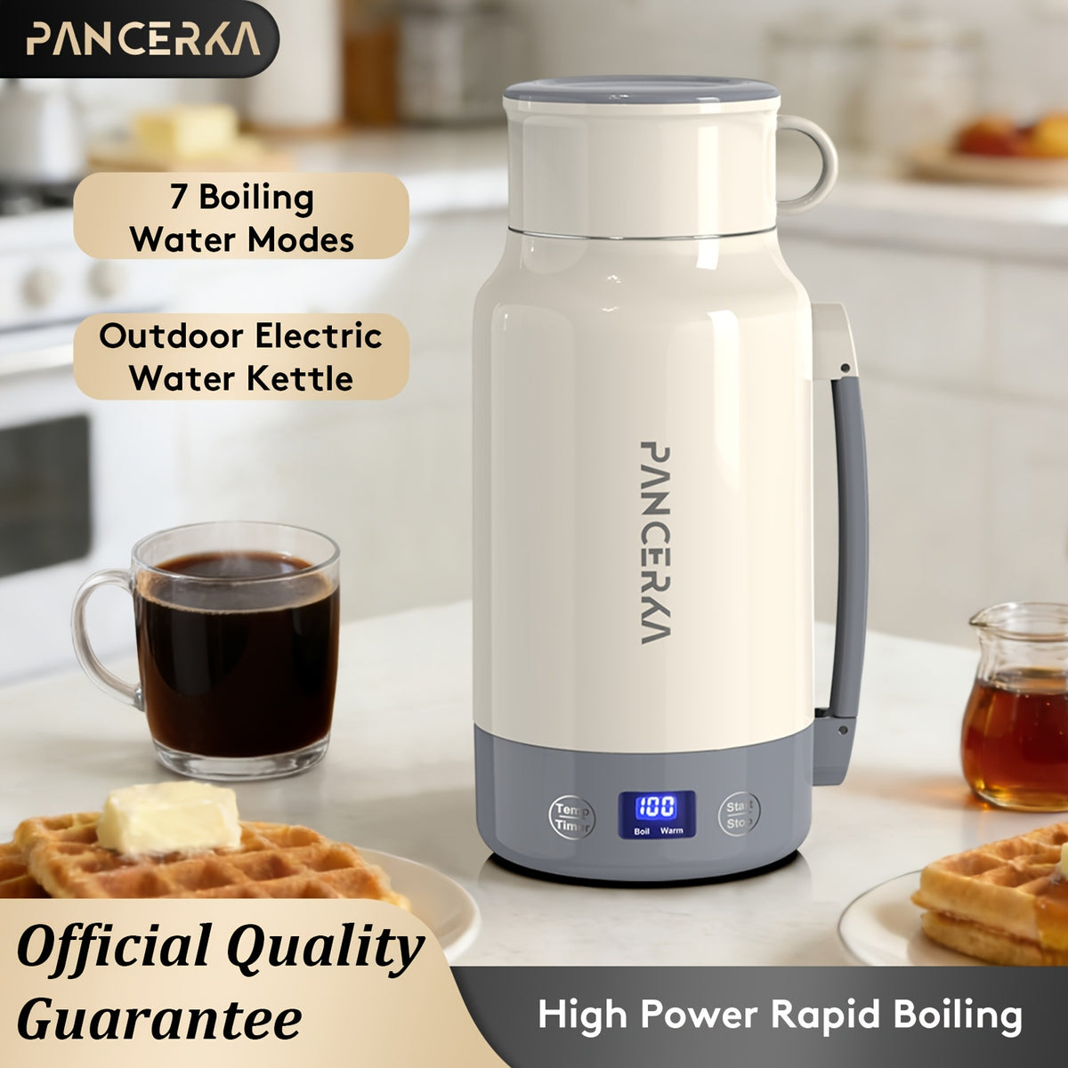 PANCERKA 1pc 33.81oz Portable Electric Kettle - 400W High Power, Multi-Function (Boil, Warm), 304 Stainless Steel, Fast Heating, Smart Temperature Control, Safe & Easy to Clean, Perfect for Travel & Home Use