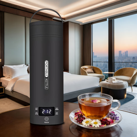 1 Set Travel Electric Kettle & Portable Electric Kettle: Small Mini Portable Kettle for Tea Coffee, Portable Water Heater Water Boiler with 4 Temperature Control, 304 Stainless Steel Auto Shut-Off, Boil Dry Protection & BPA-Free