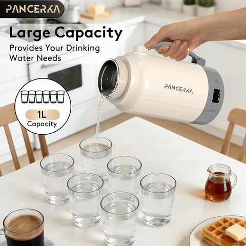 PANCERKA 1pc 33.81oz Portable Electric Kettle - 400W High Power, Multi-Function (Boil, Warm), 304 Stainless Steel, Fast Heating, Smart Temperature Control, Safe & Easy to Clean, Perfect for Travel & Home Use