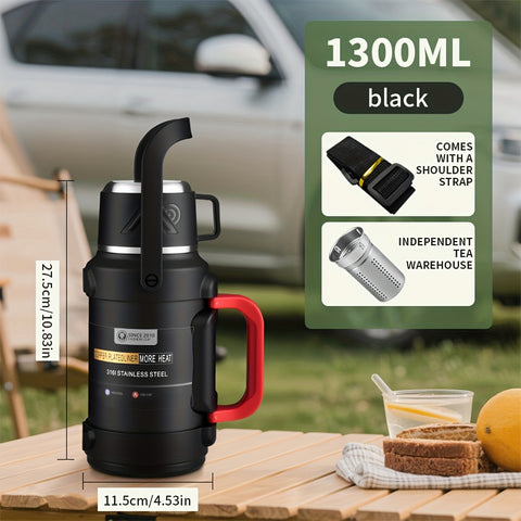 1pc Large Capacity Insulated Bottle, Insulated Kettle, Insulated Bucket, Insulated Cooler, Coffee Pot, Travel Kettle ,Leakproof Seal, with Handle and Folding Handle , 316 Stainless Steel Outdoor Car Sports Double-Layer Kettle\u002FSuitable for Outdoor