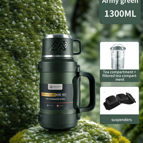 Stainless Steel Insulated Kettle 1 Large Capacity 316 Stainless Steel Insulated Kettle, Insulated Bucket, Insulated Cooler, Coffee Pot, Travel Kettle with Handle - Outdoor Car Sports Double-Layer Kettle - Suitable for Outdoor Travel, Camping, Ramadan Gift