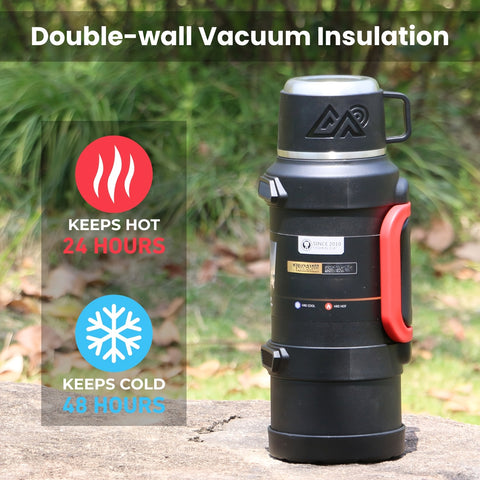 67.63oz 316 Stainless Steel Vacuum Insulated Bucket Cooler with Cup, Coffee Pot & Built-in Tea Infuser, Double-Wall Thermal Travel Kettle with Handle & Strap, Leak-Proof Portable Outdoor Camping Gift