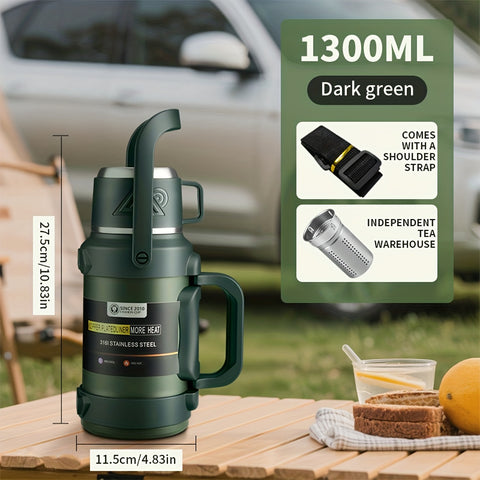 1pc Large Capacity Insulated Bottle, Insulated Kettle, Insulated Bucket, Insulated Cooler, Coffee Pot, Travel Kettle ,Leakproof Seal, with Handle and Folding Handle , 316 Stainless Steel Outdoor Car Sports Double-Layer Kettle\u002FSuitable for Outdoor