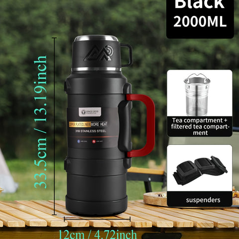Stainless Steel Insulated Kettle 1 Large Capacity 316 Stainless Steel Insulated Kettle, Insulated Bucket, Insulated Cooler, Coffee Pot, Travel Kettle with Handle - Outdoor Car Sports Double-Layer Kettle - Suitable for Outdoor Travel, Camping, Ramadan Gift