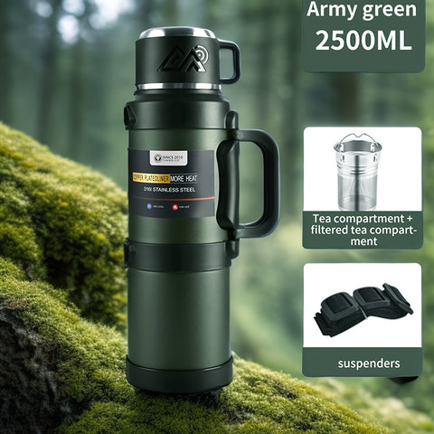 Stainless Steel Insulated Kettle 1 Large Capacity 316 Stainless Steel Insulated Kettle, Insulated Bucket, Insulated Cooler, Coffee Pot, Travel Kettle with Handle - Outdoor Car Sports Double-Layer Kettle - Suitable for Outdoor Travel, Camping, Ramadan Gift
