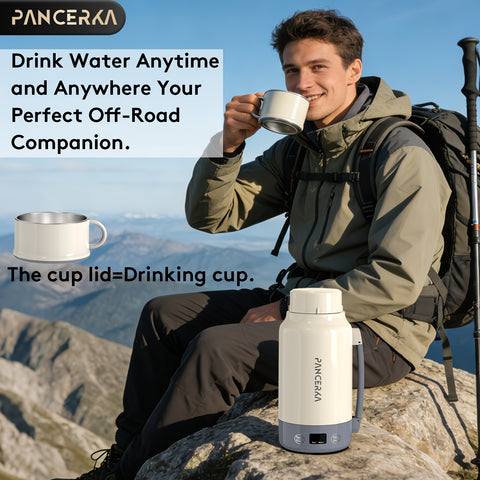 PANCERKA 1pc 33.81oz Portable Electric Kettle - 400W High Power, Multi-Function (Boil, Warm), 304 Stainless Steel, Fast Heating, Smart Temperature Control, Safe & Easy to Clean, Perfect for Travel & Home Use