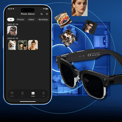 Valentine'S Day Present: Half-Rimmed 4K Camera Glasses Featuring AI Smart Technology for Real-Time Translation And Object Recognition, Open-Ear Audio, a Lightweight Design, And a Battery Life of Up to 8 Hours, Perfect for Outdoor Cycling, Work
